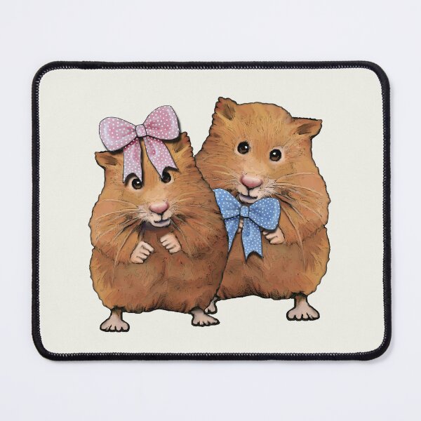 Item preview, Cute Hamster Couple with Polka Dotted Bows designed and sold by JoyfulWhimsy.