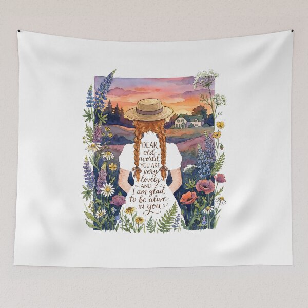 Item preview, Anne of Green Gables Dear Old World Quote Floral Art designed and sold by Fenay Designs.