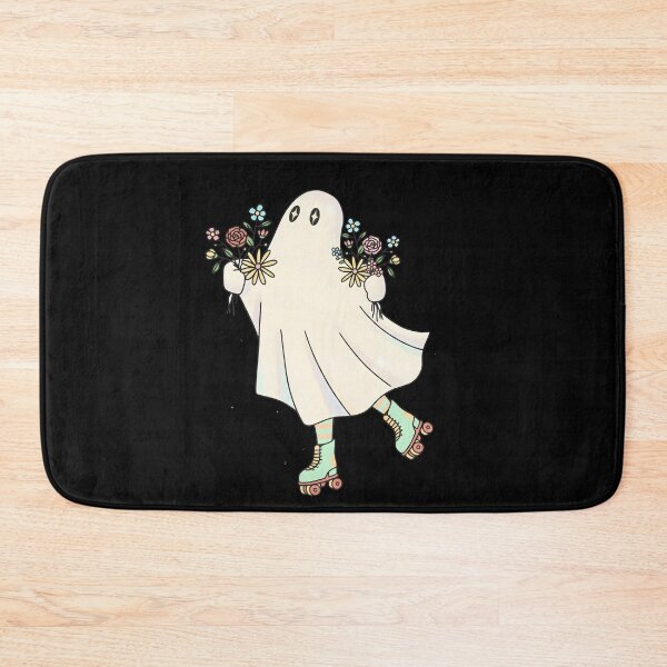 Item preview, Cute Roller Skating Ghost Floral Bouquet Pastel Aesthetic Kawaii Sheet Ghost designed and sold by DrawHandArt.