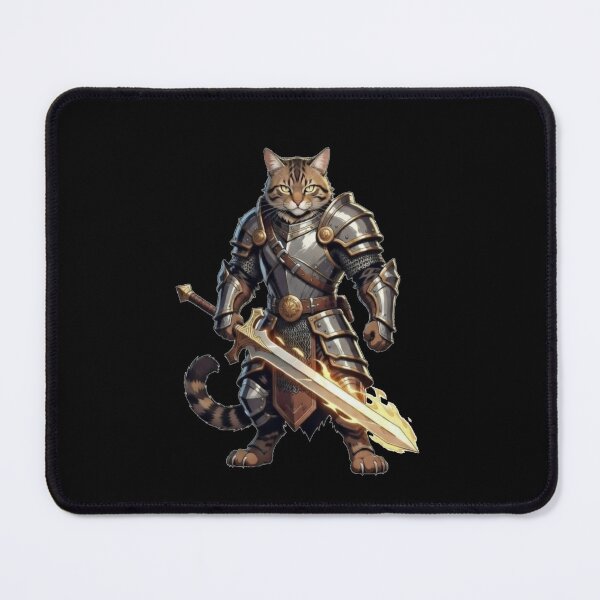 Item preview, Warrior cat wearing its beautiful armor and its flaming sword designed and sold by UrbanView.