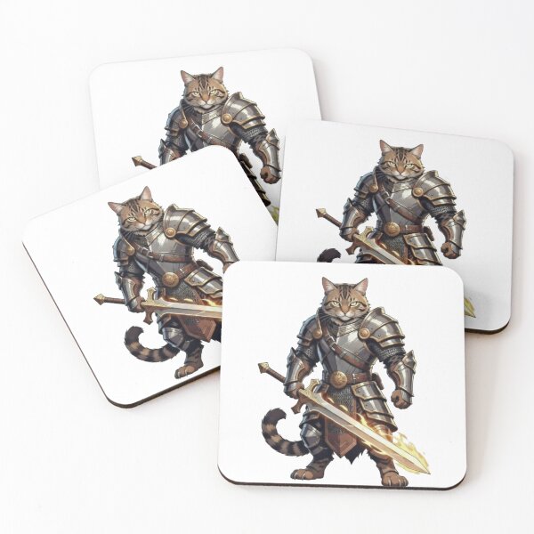 Item preview, Warrior cat wearing its beautiful armor and its flaming sword designed and sold by UrbanView.