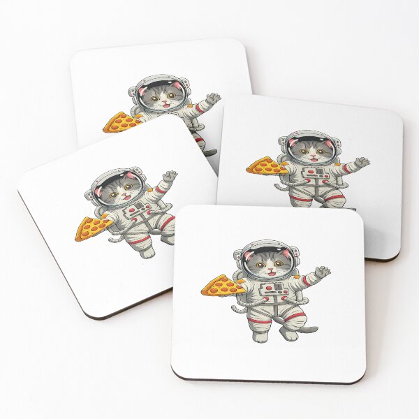 Item preview, Funny Astronaut Cat Eating Pizza in Space – Cute Galaxy Kitten Cartoon Design for Cat Lovers designed and sold by FernandsOficial.
