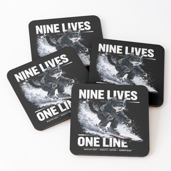 Item preview, Nine Lives, One Line - Snow Cat Ski Graphic designed and sold by GIFT4S.