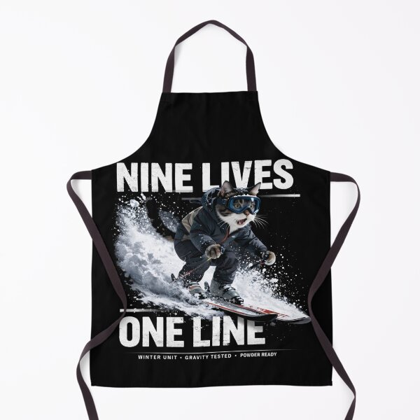 Item preview, Nine Lives, One Line - Snow Cat Ski Graphic designed and sold by GIFT4S.