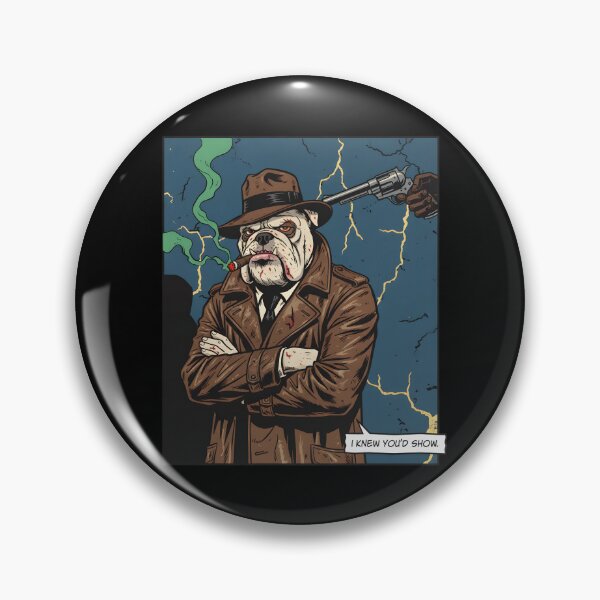 Item preview, Bulldog Detective Noir Comic Art Gangster Dog Smoking Cigar Illustration designed and sold by DrawHandArt.