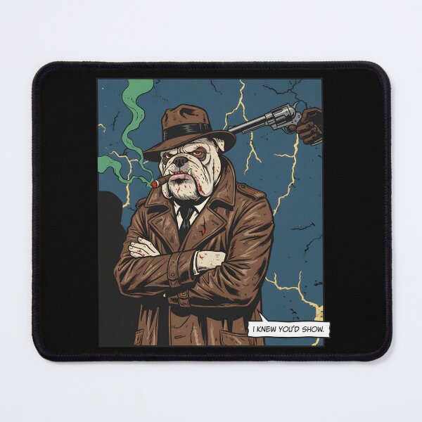 Item preview, Bulldog Detective Noir Comic Art Gangster Dog Smoking Cigar Illustration designed and sold by DrawHandArt.