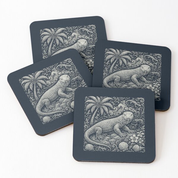 Item preview, Komodo Dragon Tropical Palm Fronds Shells designed and sold by EdvvinStudios.