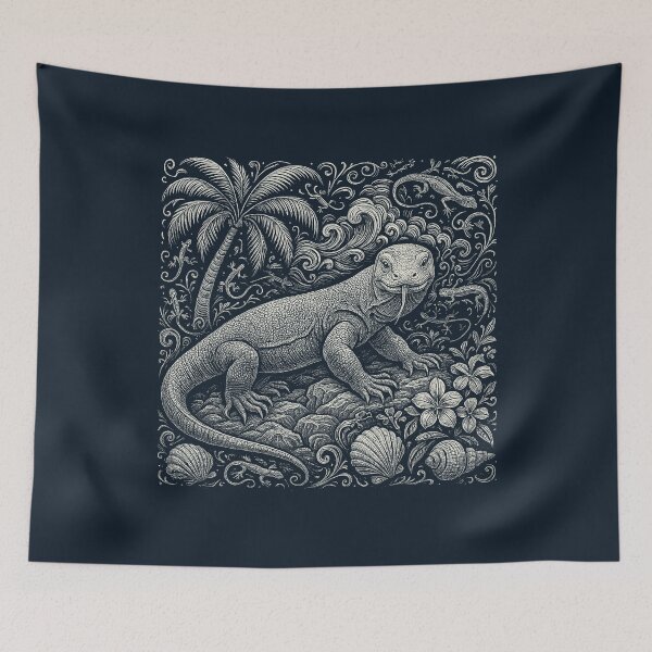 Item preview, Komodo Dragon Tropical Palm Fronds Shells designed and sold by EdvvinStudios.