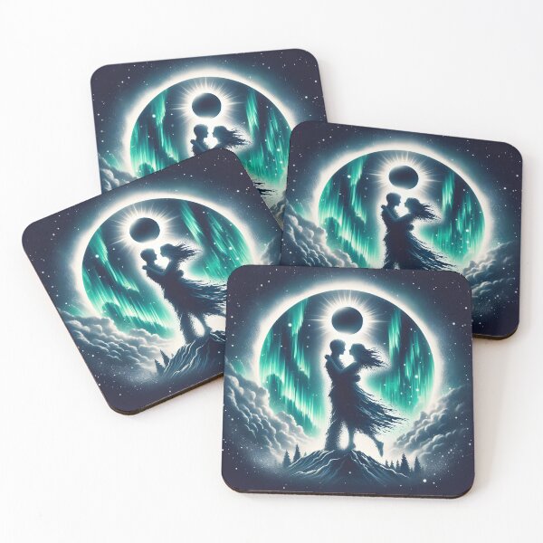 Item preview, Northern Lights Couple and Eclipse, Ai Generated Art designed and sold by ACC .