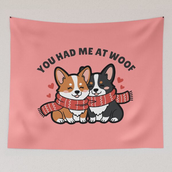 Item preview, You Had Me at Woof – Cute Corgi Couple Valentine Dog designed and sold by Quipzzy.