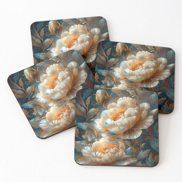 Item preview, Luxurious White and Gold Peonies Art  designed and sold by MargaretWiktor.
