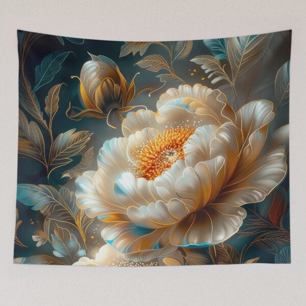 Item preview, Luxurious White and Gold Peonies Art  designed and sold by MargaretWiktor.