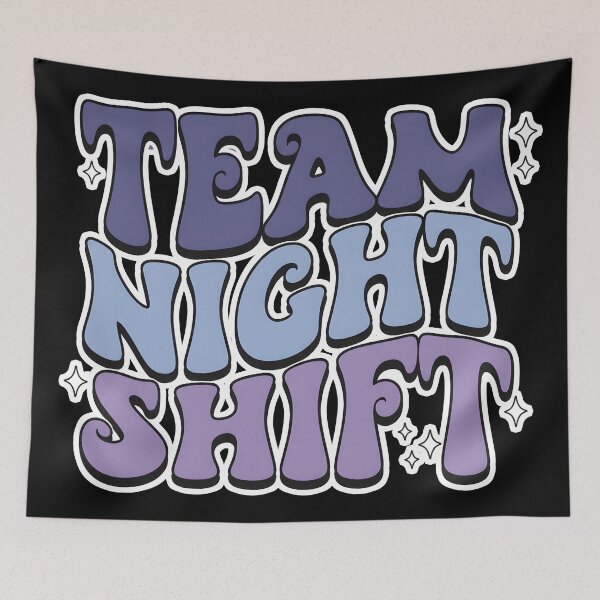 Item preview, Team Night Shift Retro Groovy Typography Aesthetic Work Humor Design designed and sold by DrawHandArt.