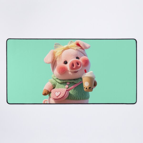 Item preview, Soft Aesthetic Piglet with Bubble Tea and Green Sweater designed and sold by GunnuDesigns.