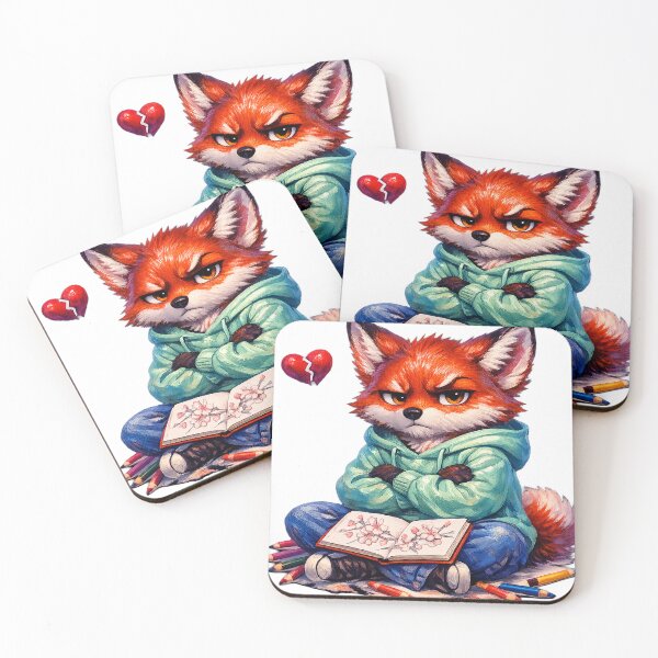 Item preview, Fox Illustrator's Quiet Rebellion: Love Can Wait, Art Cannot – Premium Glossy Sticker designed and sold by ARTCREATESHOP.