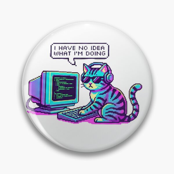 Item preview, Retro Pixel Art Programmer Cat - I Have No Idea designed and sold by GeekGuysShop.