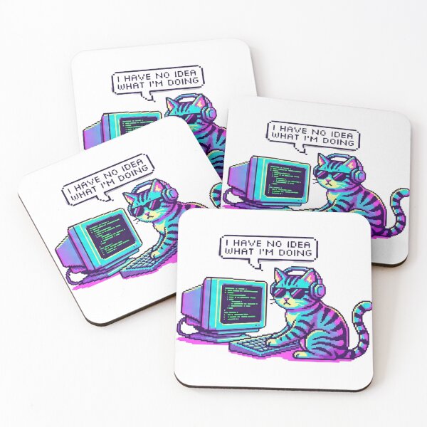 Item preview, Retro Pixel Art Programmer Cat - I Have No Idea designed and sold by GeekGuysShop.