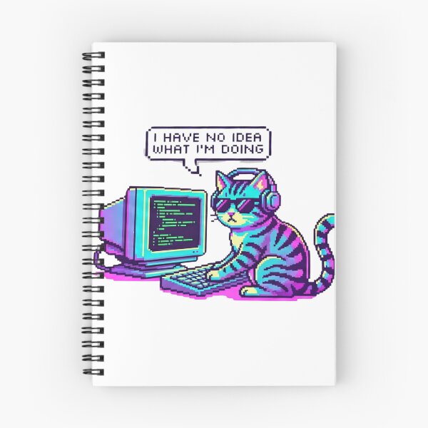 Item preview, Retro Pixel Art Programmer Cat - I Have No Idea designed and sold by GeekGuysShop.