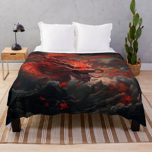 Item preview, Red Japanese Dragon Storm Fantasy Dark Mythic Sky Crimson Gothic Aesthetic designed and sold by CharmedVille.