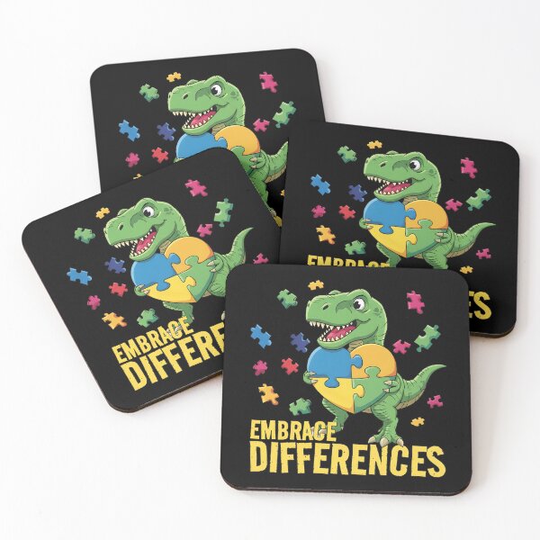 Item preview, mbrace Differences Autism Awareness T-Rex Dinosaur Puzzle Heart Neurodiversity Art designed and sold by DrawHandArt.