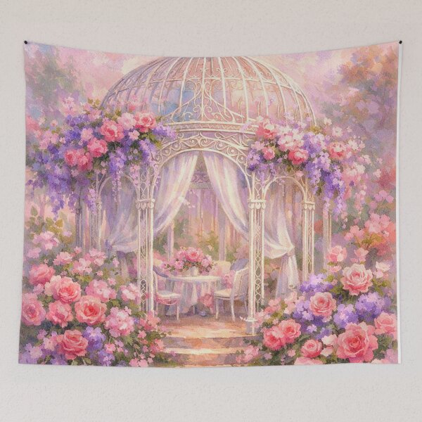 Item preview, Fairytale Rose Garden Gazebo – Dreamy Watercolor Floral Art designed and sold by MKVisions.