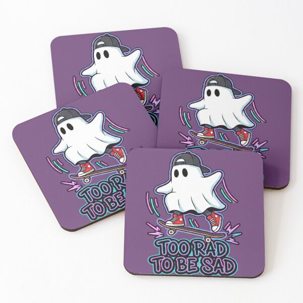 Item preview, Too Rad To Be Sad Skate Ghost Design designed and sold by GeekGuysShop.