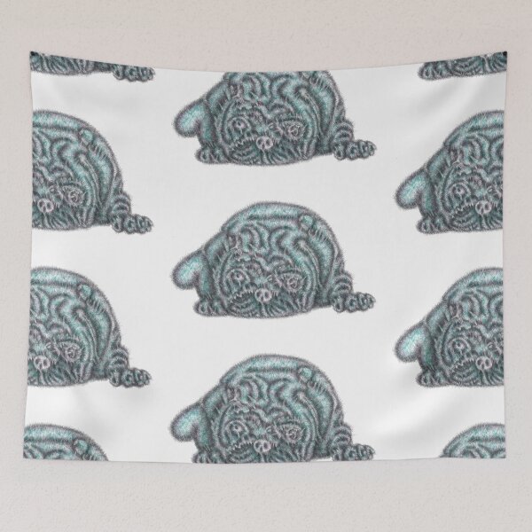 Item preview, Abstract portrait of a pug dog designed and sold by liquid-print.