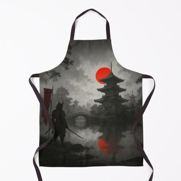 Item preview, Dark Samurai Temple Landscape with Red Sun and Misty Japan Skyline designed and sold by CharmedVille.