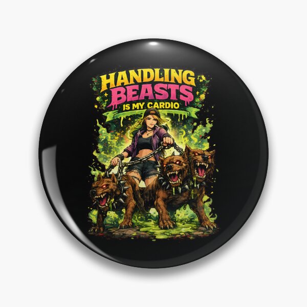 Item preview, Handling Beasts Is My Cardio Funny Beastmaster Cerberus Hellhound Fantasy Art designed and sold by DrawHandArt.