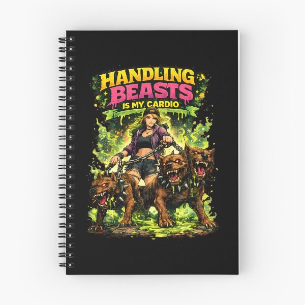 Item preview, Handling Beasts Is My Cardio Funny Beastmaster Cerberus Hellhound Fantasy Art designed and sold by DrawHandArt.