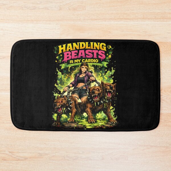 Item preview, Handling Beasts Is My Cardio Funny Beastmaster Cerberus Hellhound Fantasy Art designed and sold by DrawHandArt.