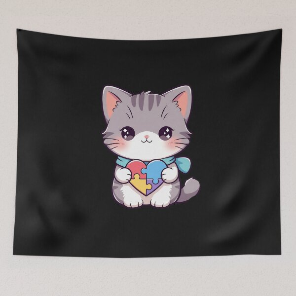 Item preview, Cat Autism Awareness Puzzle Heart Neurodiversity Support designed and sold by GrumpySableye.
