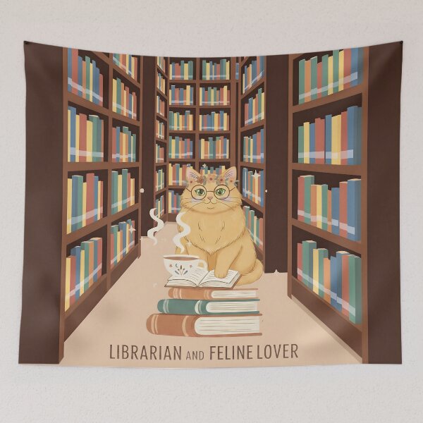 Item preview, The Scholarly Librarian: Ginger Cat in the Library designed and sold by VibranPalette.