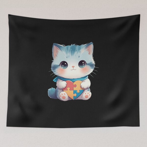 Item preview, Autism Awareness Kitten Puzzle Heart Neurodiversity Support designed and sold by GrumpySableye.