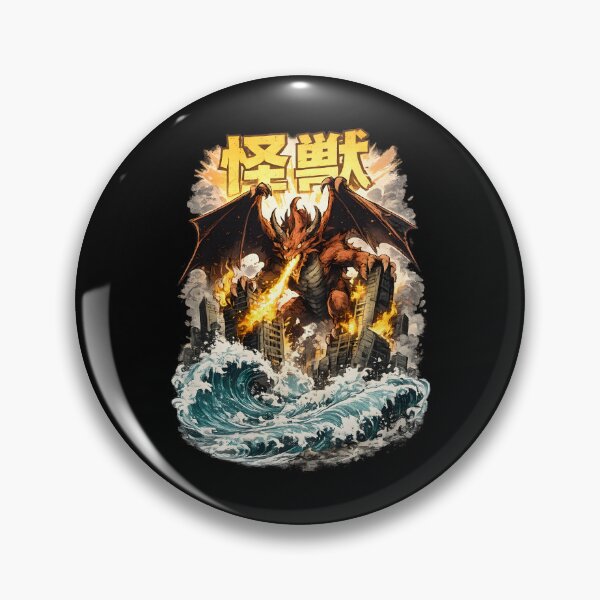 Item preview, Giant Kaiju Dragon City Destroyer Great Wave Japanese Monster  designed and sold by DrawHandArt.