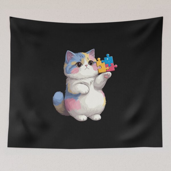 Item preview, Autism Awareness Cat Puzzle Pieces Neurodiversity Support designed and sold by GrumpySableye.