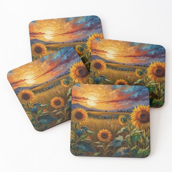Item preview, Van Gogh Inspired Sunflower Meadow Landscape designed and sold by Glitchart66.