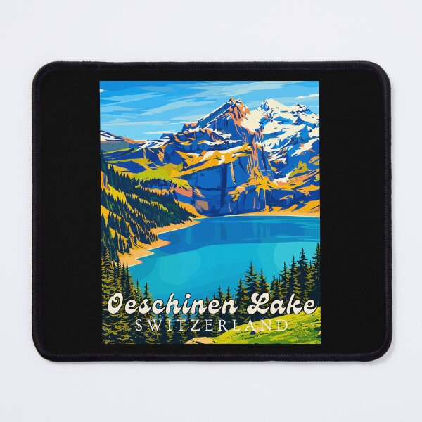Item preview, Oeschinen Lake in Switzerland, Vintage Art Travel Landscape designed and sold by MaateoDesign.