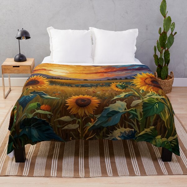 Item preview, Van Gogh Inspired Sunflower Meadow Landscape designed and sold by Glitchart66.
