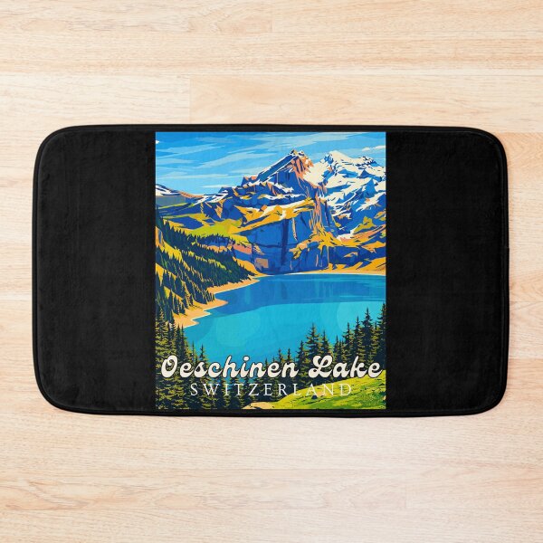 Item preview, Oeschinen Lake in Switzerland, Vintage Art Travel Landscape designed and sold by MaateoDesign.