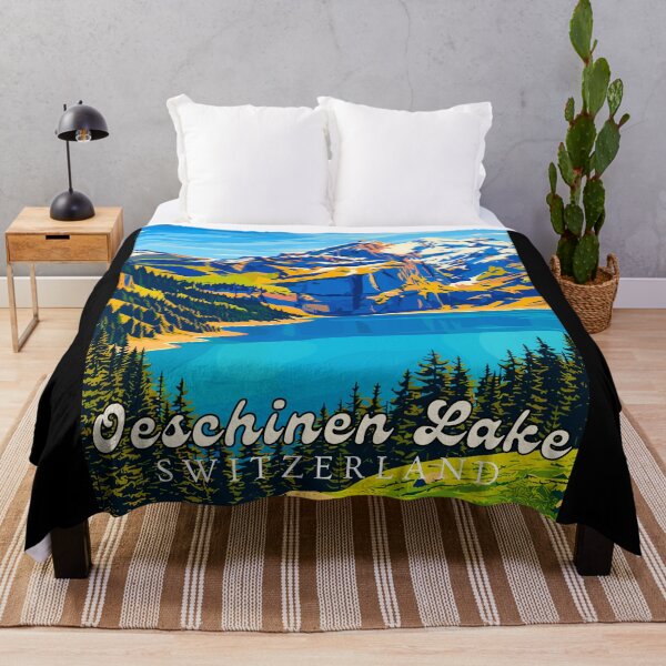 Item preview, Oeschinen Lake in Switzerland, Vintage Art Travel Landscape designed and sold by MaateoDesign.