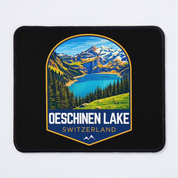 Item preview, Oeschinen Lake in Switzerland, Retro Travel Art Emblem designed and sold by MaateoDesign.