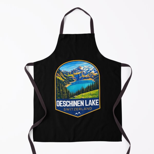 Item preview, Oeschinen Lake in Switzerland, Retro Travel Art Emblem designed and sold by MaateoDesign.