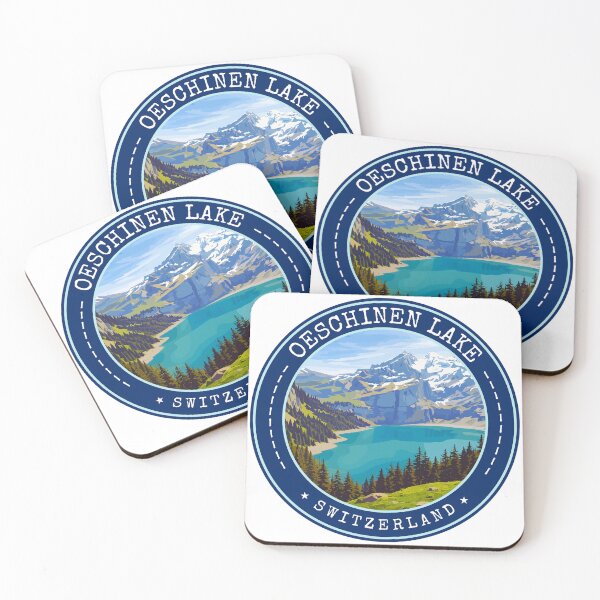 Item preview, Oeschinen Lake in Switzerland, Vintage Travel Art Circle Emblem designed and sold by MaateoDesign.