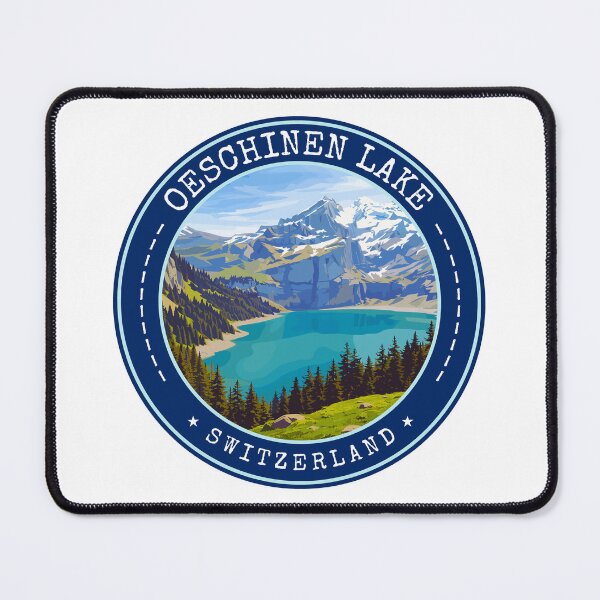 Item preview, Oeschinen Lake in Switzerland, Vintage Travel Art Circle Emblem designed and sold by MaateoDesign.