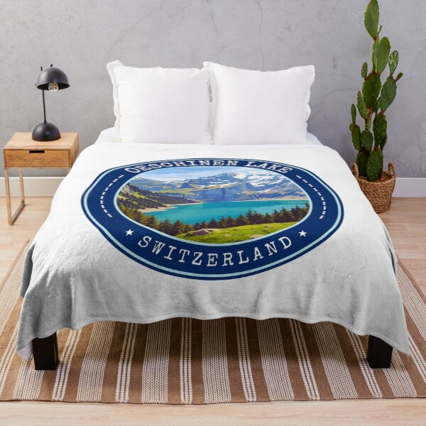 Item preview, Oeschinen Lake in Switzerland, Vintage Travel Art Circle Emblem designed and sold by MaateoDesign.