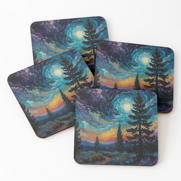 Item preview, Van Gogh Style Cypress Trees at Twilight Night designed and sold by Glitchart66.