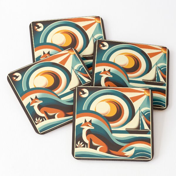 Item preview, Geometric Fox and Sailboat Sunset designed and sold by InkSmithery.