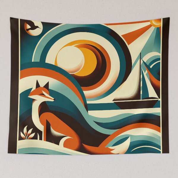 Item preview, Geometric Fox and Sailboat Sunset designed and sold by InkSmithery.