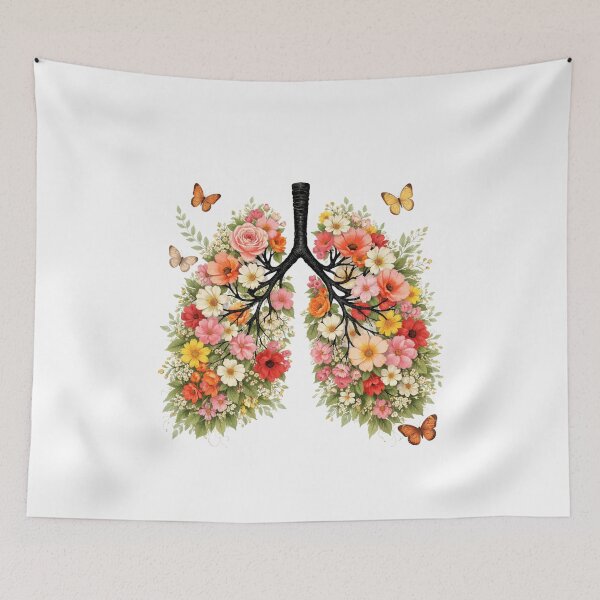 Item preview, Lungs Made of Flowers Botanical Art Breathing Beauty designed and sold by Pawsome Quotes.